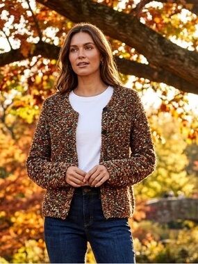NWOT Chadwicks Multicolor Bouclé Cardigan (M)